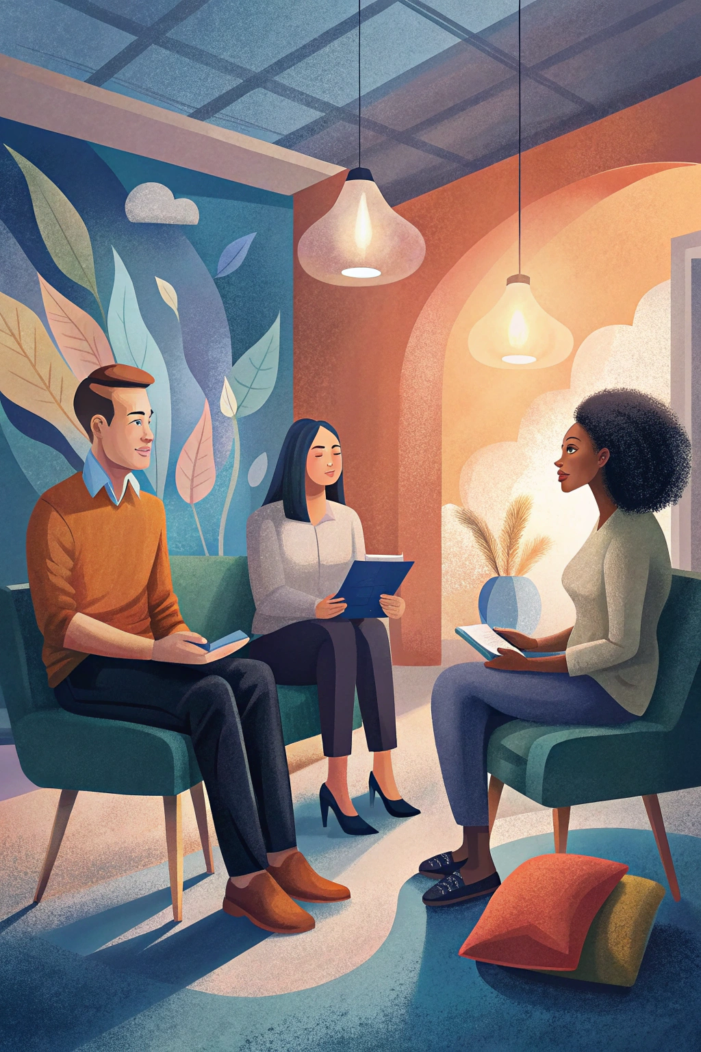 Couples engaging in talk therapy