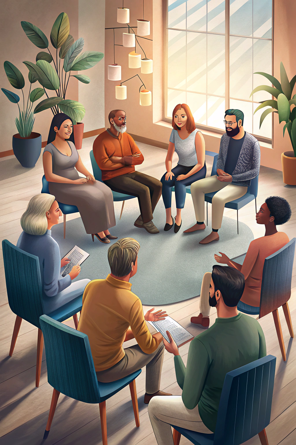 Therapist talking to client