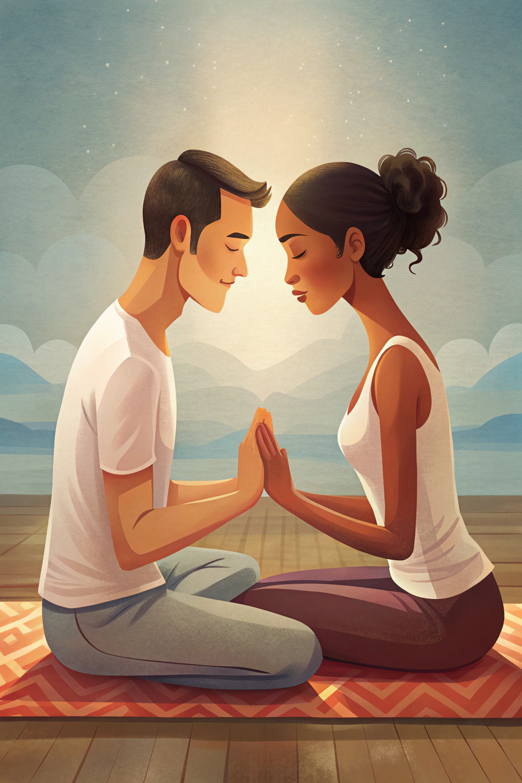 Couples meditation at home