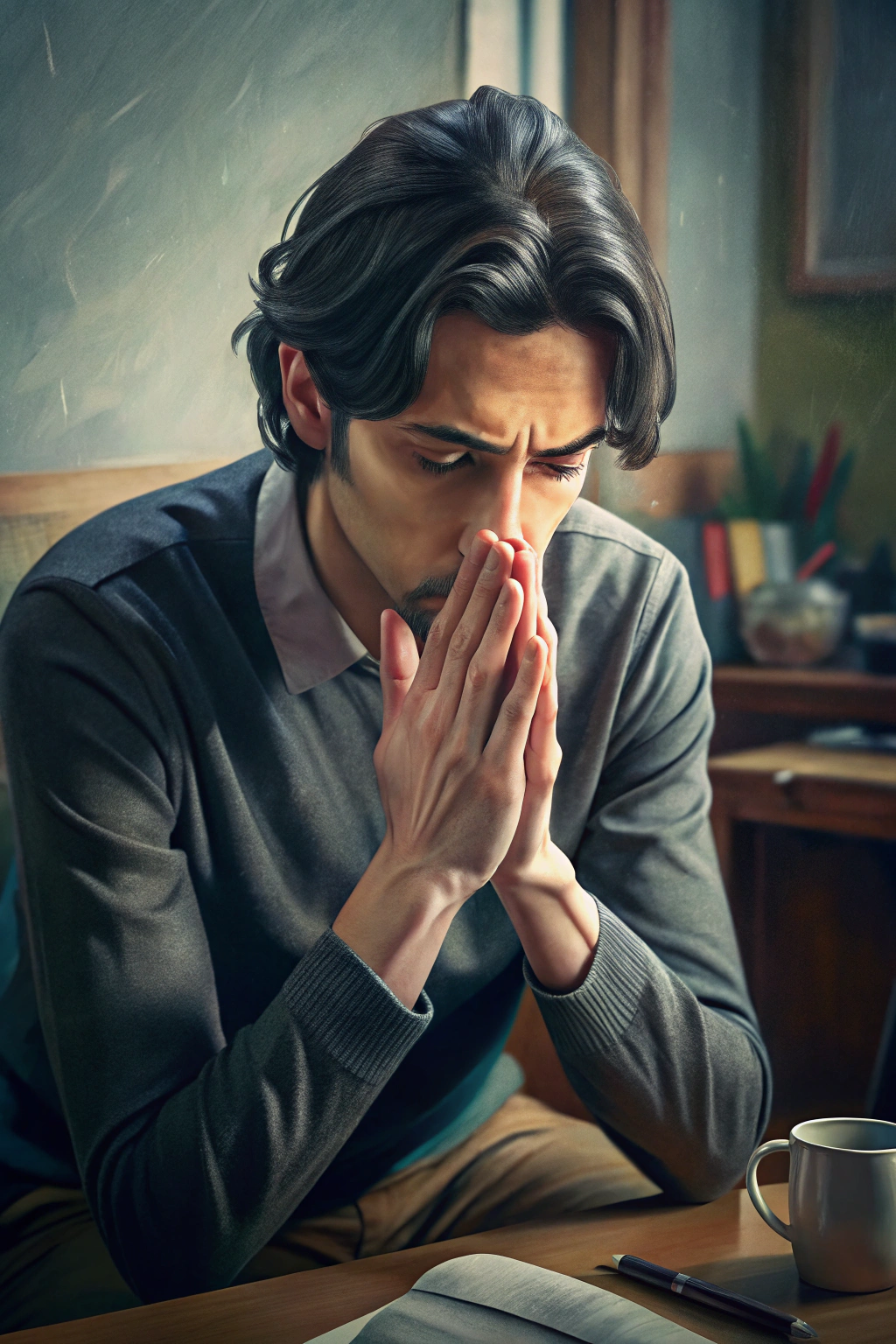 Man nervous in therapy