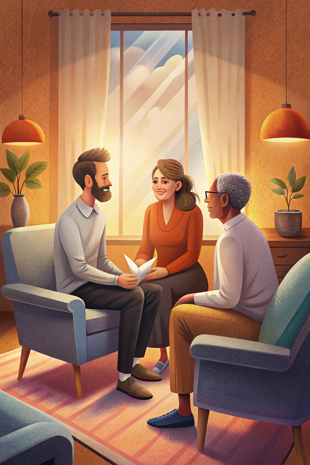 Couple reconnecting in therapy