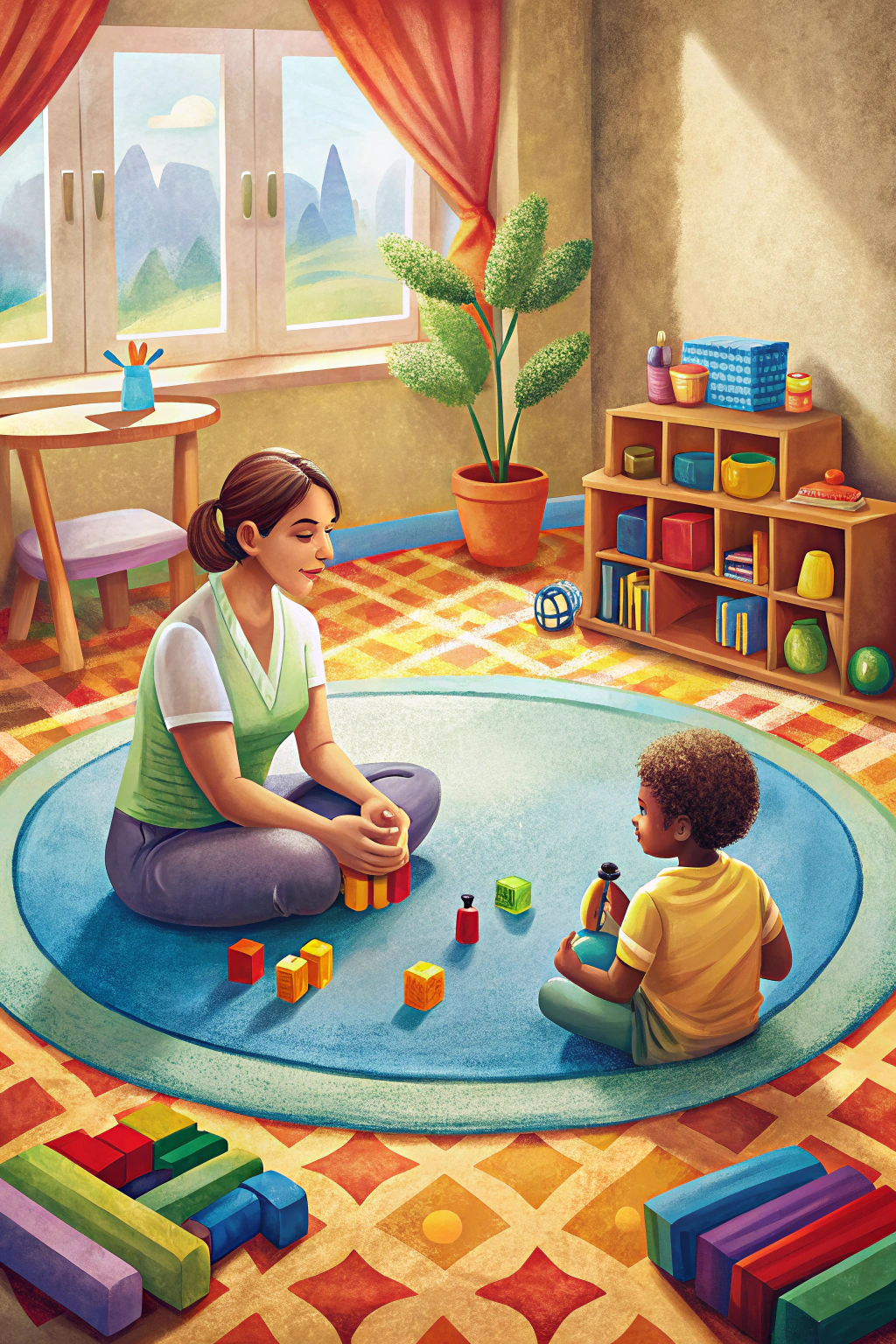 Play therapy using toys and sensory items