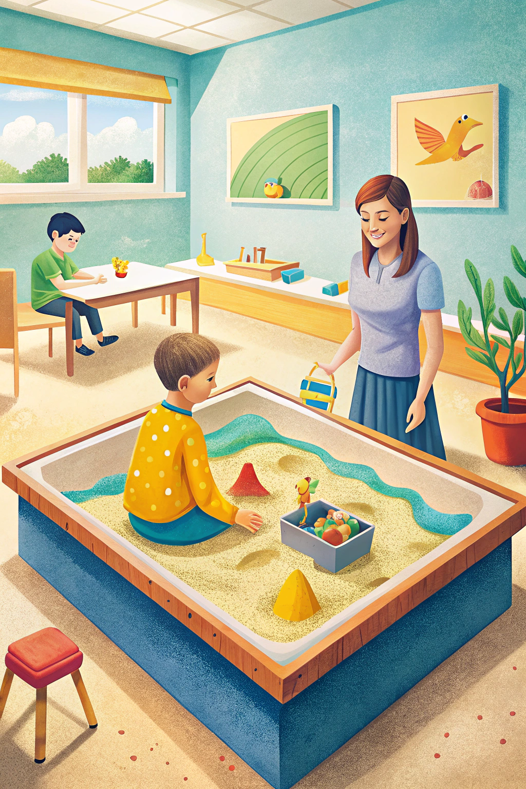 Child completing a play therapy activity